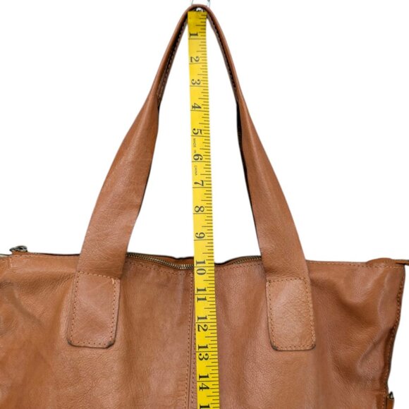 Nina Kendosa Paris Leather Tote Camel Brown Unstructured Shouldered Bag 16" - Picture 11 of 15